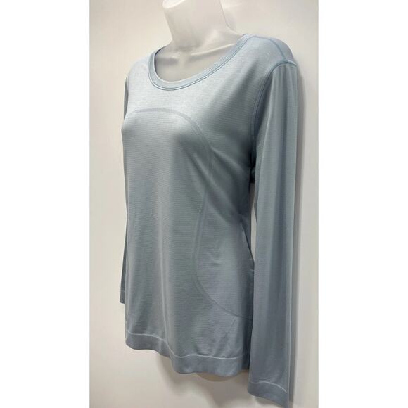 Lululemon Shirt Womens 10 Cyan Blue Swiftly Tech 2.0 Long Sleeve Crew Thumbholes - Picture 4 of 7